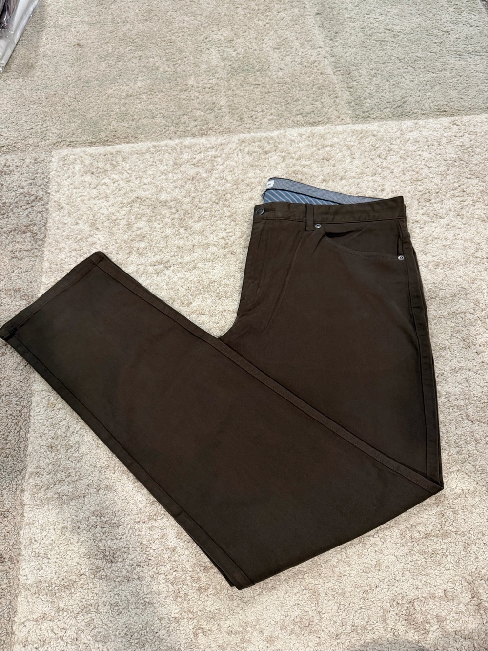 Men’s Olive Brown Peter Millar 5-Pocket Performance Pants 38x34
